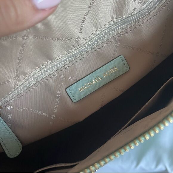 NEW | MICHAEL KORS Selma Raven Mercer Ciara Large TZ Satchel Tote Cyan Bag - Picture 14 of 15